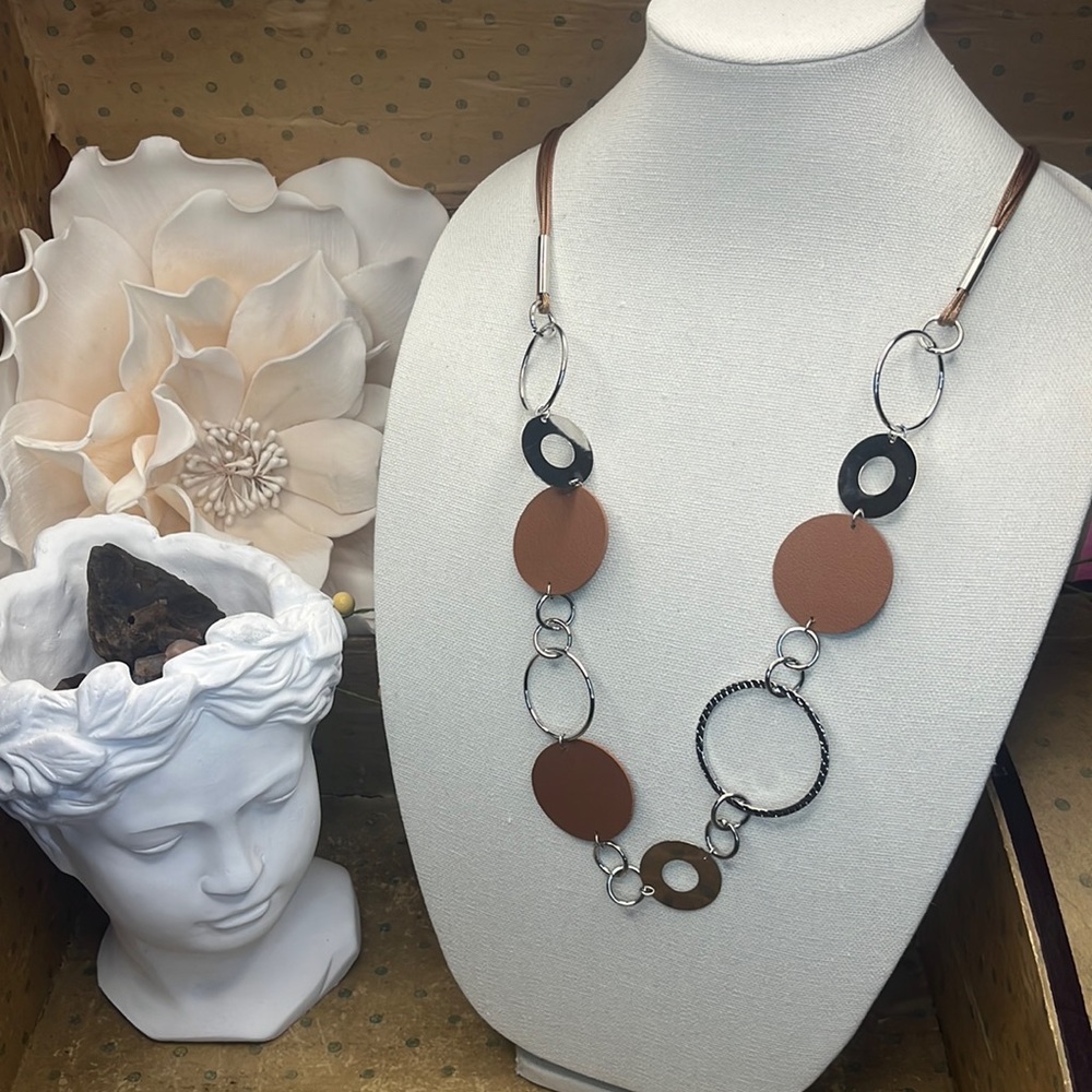 Brown Leather Long Necklace